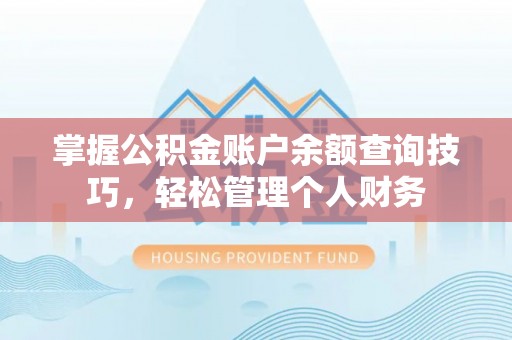 岳普湖掌握公积金账户余额查询技巧，轻松管理个人财务