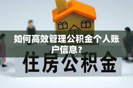 岳普湖如何高效管理公积金个人账户信息？